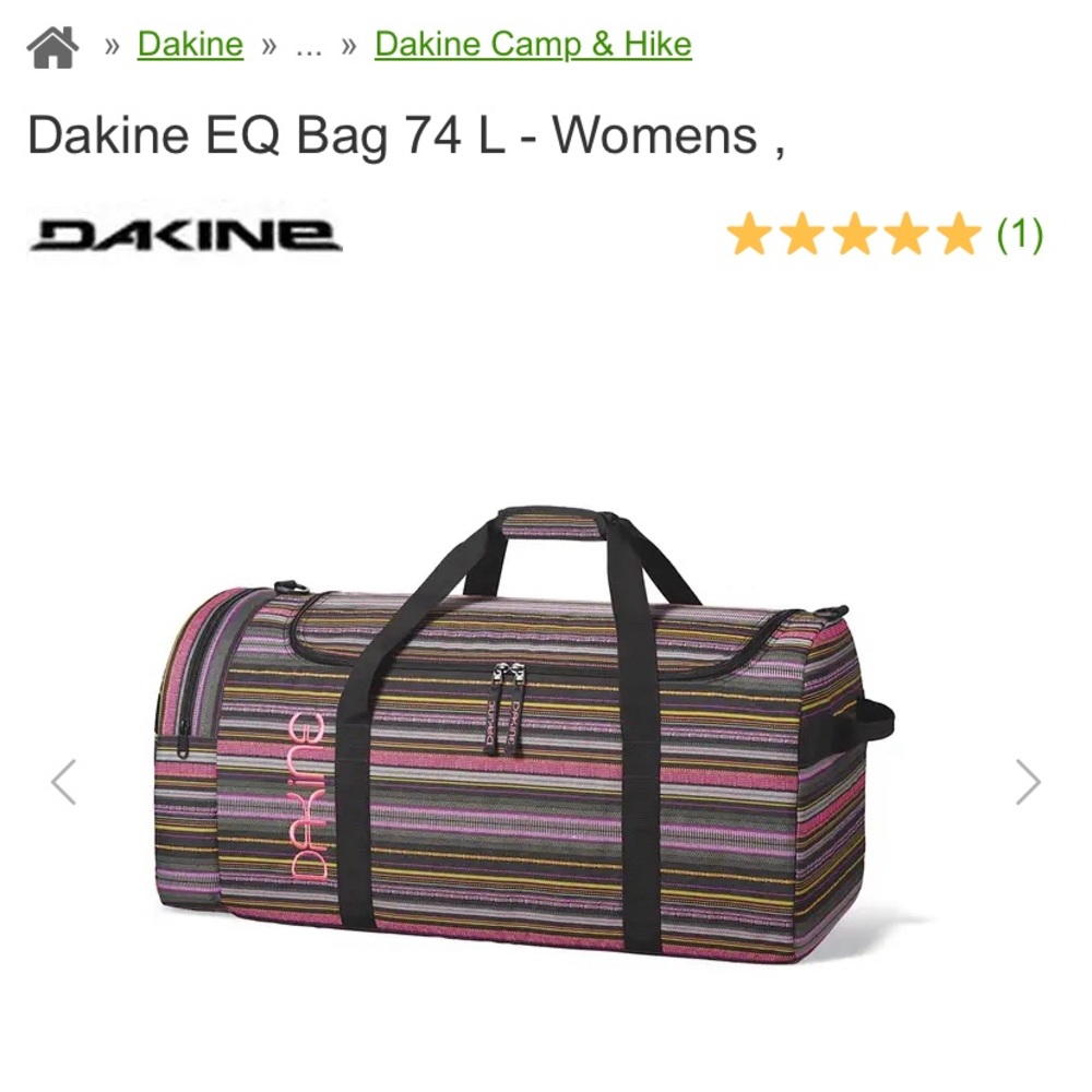 Dakine Multicolor Striped Duffel Bag 74L pre owned